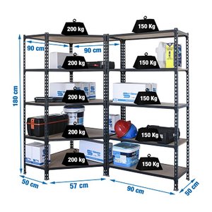Simonrack Schwerlast-Weitspannregal MADERCLICK 8425437135347 anthrazit 180,0 x 50,0 x 180,0 cm