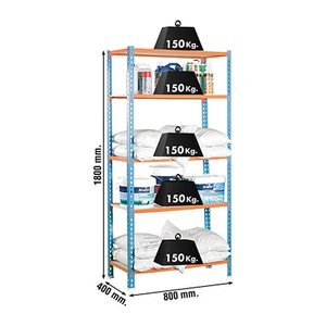 Simonrack Schwerlastregal MADERCLICK MINI 8435104937297 blau, orange 80,0 x 40,0 x 180,0 cm