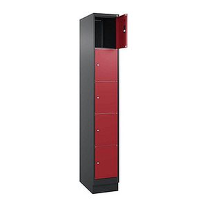 CP Schließfachschrank Classic PLUS rubinrot, schwarzgrau 080020-105 S10032, 5 Schließfächer 30,0 x 50,0 x 195,0 cm