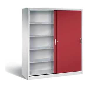 CP Stahlschrank 2159-00 S10098 lichtgrau, rubinrot 4 Fachböden 160,0 x 50,0 x 195,0 cm, aufgebaut, 1 St.