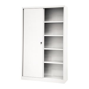 BISLEY Schiebetürenschrank ECO, SD12194S696 verkehrsweiß 4 Fachböden 120,0 x 43,0 x 198,0 cm