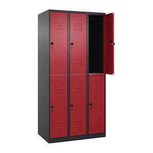 CP Spind Classic Plus rubinrot, schwarzgrau 080300-30 S10067, 6 Schließfächer 90,0 x 50,0 x 185,0 cm