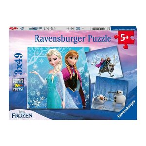 Ravensburger Disney Frozen Abenteuer im Winterland Puzzle, 3 x 49 Teile