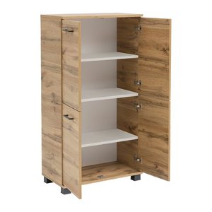 MÖBELPARTNER Badschrank Nora 144971 eiche landhaus 59,8 x 32,6 x 116,9 cm