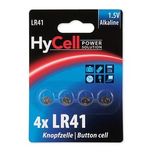 HyCell Knopfzellen LR41 Alkali-Mangan 1,5 V, 4 St.
