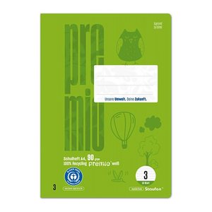 Staufen® Schulheft Premio Lineatur 3 liniert DIN A4 ohne Rand, 16 Blatt, 1 St.