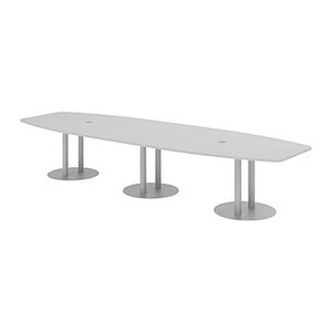 HAMMERBACHER Konferenztisch KT40S lichtgrau Tonnenform, Rundrohr silber, 400,0 x 85,0 - 130,0 x 74,0 cm