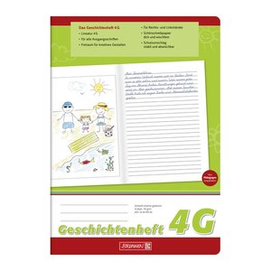 BRUNNEN Geschichtenheft Lineatur 4G liniert DIN A4 ohne Rand, 16 Blatt, 1 St.