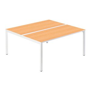 PAPERFLOW easyDesk Doppelschreibtisch buche rechteckig, 4-Fuß-Gestell weiß 160,0 x 166,0 cm