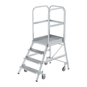 MUNK Podestleiter 50104 fahrbar silber 4 Stufen, H: 196,0 cm