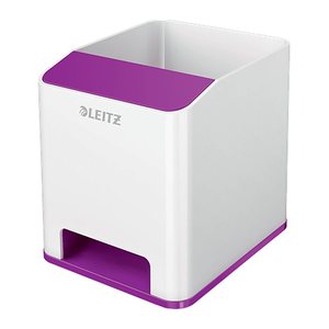 LEITZ Stiftehalter WOW Duo Colour perlweiß/violett Polystyrol 2 Fächer 9,0 x 10,1 x 10,0 cm