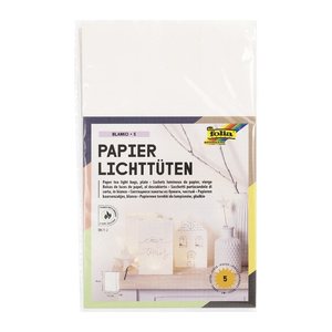 folia Papiertüten für Tischlichter ohne Motiv weiß 5 St.