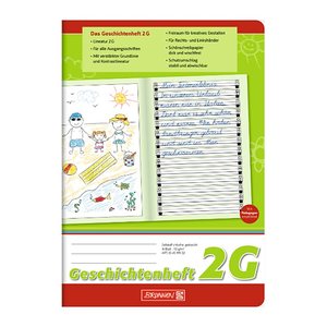 BRUNNEN Geschichtenheft Lineatur 2G liniert DIN A5 ohne Rand, 16 Blatt, 1 St.