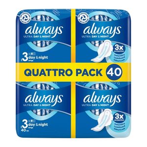 always Binden Ultra Day Long Plus mit Flügeln für sehr starke Tage, 40 St.