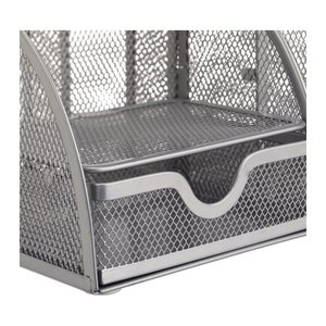 relaxdays Schreibtisch-Organizer schwarz Metall 6 Fächer 27,5 x 14,0 x 12,5 cm