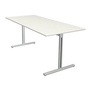 Kerkmann Form 1 Schreibtisch weiß rechteckig, T-Fuß-Gestell silber 180,0 x 80,0 cm