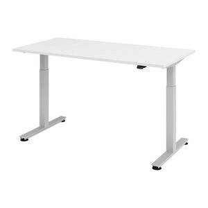 HAMMERBACHER XMST16 elektrisch höhenverstellbarer Schreibtisch weiß rechteckig, T-Fuß-Gestell silber 160,0 x 80,0 cm
