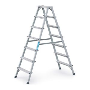 ZARGES Stehleiter beidseitig Scana B silber 2x 7 Stufen, H: 166,0 cm