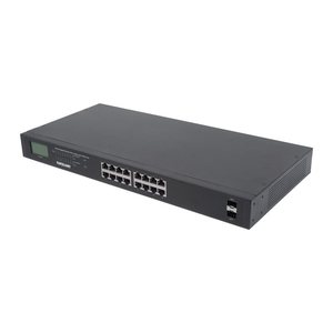 INTELLINET Switch 16-Port Gigabit PoE+ LCD-Anzeige 19" 2xSFP