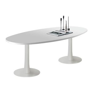 Quadrifoglio Konferenztisch Idea+ lichtgrau oval, Säulenfuß weiß, 240,0 x 110,0 x 74,0 cm