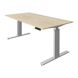 Kerkmann Move 3 tube elektrisch höhenverstellbarer Schreibtisch ahorn rechteckig, T-Fuß-Gestell silber 160,0 x 80,0 cm