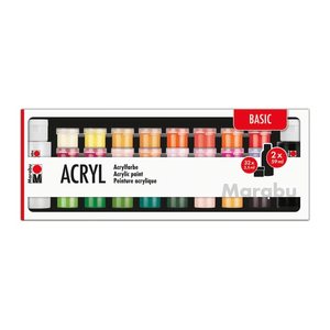Marabu Basic Acrylfarben farbsortiert 32 x 3,5 und 2 x 59,0 ml, 35 St.