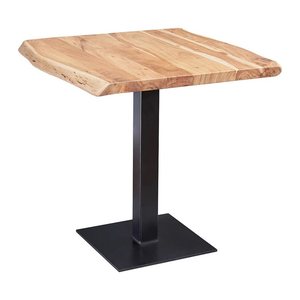 WOHNLING Esstisch akazie quadratisch, Mittelfuß schwarz, 80,0 x 75,0 x 75,0 cm