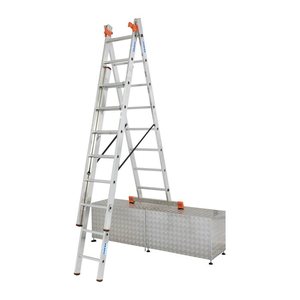 KRAUSE Vielzweckleiter MONTO Tribilo silber 3x 8 Sprossen, H: 245,0 cm