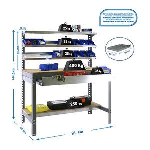Simonrack Werkbank SIMONWORK BT1 BOX 900 grau 1 Schublade 91,0 x 61,0 x 144,5 cm