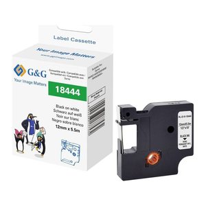 G&G Schriftband RHINO 21703 ersetzt DYMO 18444 , 12 mm, schwarz auf weiß, 1 St.