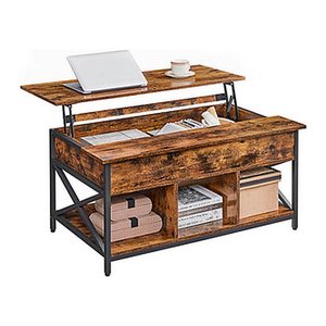 VASAGLE Couchtisch rechteckig Spanplatte braun 95,0 x 60,0 x 48,0 / 62,0 cm, 1 St.