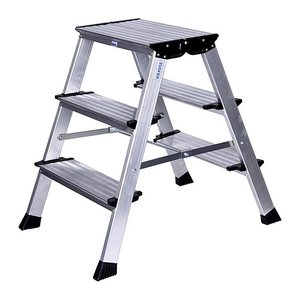 KRAUSE Klapptritt MONTO Treppo silber 2x 3 Stufen, H: 73,0 cm