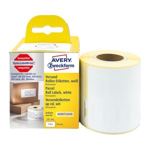 AVERY Zweckform Etikettenrolle für Etikettendrucker ASS0722430 weiß, 101,0 x 54,0 mm, 1 x 110 Etiketten
