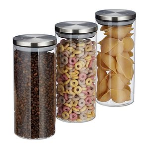 relaxdays Vorratsdosen 22,0 cm hoch transparent 1,3 l, 3 St.