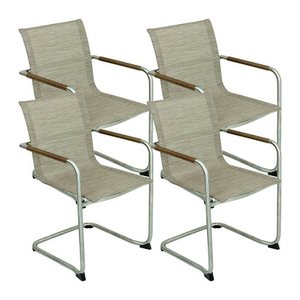 Garden Pleasure Gartenstühle mit Armlehnen NOVA beige, 4 St.