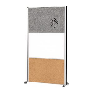 MAUL Akustik-Trennwand MAULconnecto 9651195, braun, dunkelgrau, weiß 100,0 x 182,0 cm mit Rollen, 1 St.