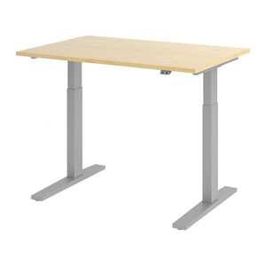 HAMMERBACHER XMKA12 elektrisch höhenverstellbarer Schreibtisch ahorn rechteckig, C-Fuß-Gestell silber 120,0 x 80,0 cm
