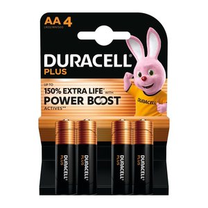 DURACELL Batterien PLUS Alkali-Mangan Mignon AA 1,5 V, 4 St.