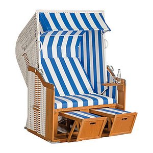 Sunny Smart® Strandkorb Rustikal 250 Basic blau, weiß, gestreift, weiß Kunststoff, Holz, 1-teilig