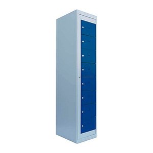 LÜLLMANN Schließfachschrank enzianblau, lichtgrau 526081, 8 Schließfächer 40,0 x 50,0 x 180,0 cm