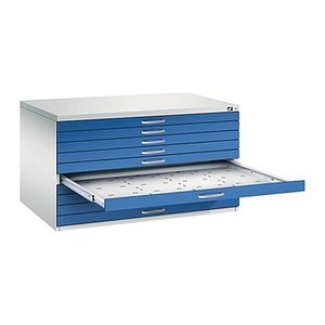 CP 7200 Planschrank lichtgrau, enzianblau 10 Schubladen 135,0 x 96,0 x 76,0 cm, 1 St.