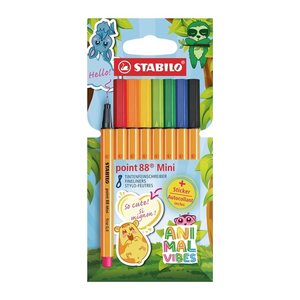 STABILO point 88 Mini Animal Vibes  Fineliner farbsortiert 0,4 mm, 8 St.