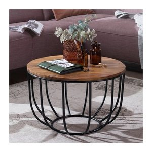 WOHNLING Couchtisch rund Massivholz sheesham 60,0 x 60,0 x 39,0 cm, 1 St.