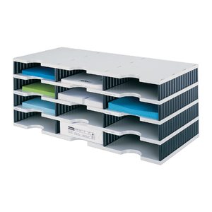 styro Sortierstation Styrodoc grau/schwarz mit 12 Fächern