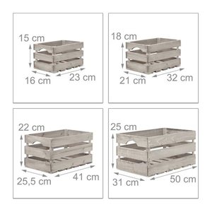 relaxdays Shabby Holzkisten-Set grau, 1 Set
