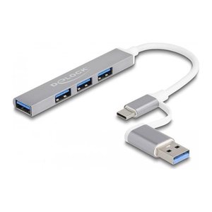 DeLOCK USB-Hub 4-fach silber