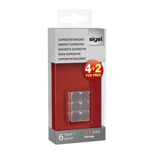 SIGEL C5 Strong Magnete silber, Metall 1,0 x 1,0 x 1,0 cm, 6 St.