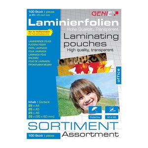 GENIE Laminiertaschen 100 Sortimentspack - Folien