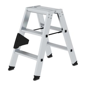 MUNK Stehleiter beidseitig 40206 silber 2x 3 Stufen, H: 67,0 cm