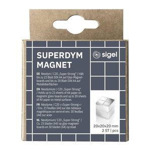SIGEL C20 "Super-Strong" Magnete silber, Metall 2,0 x 2,0 x 2,0 cm, 2 St.